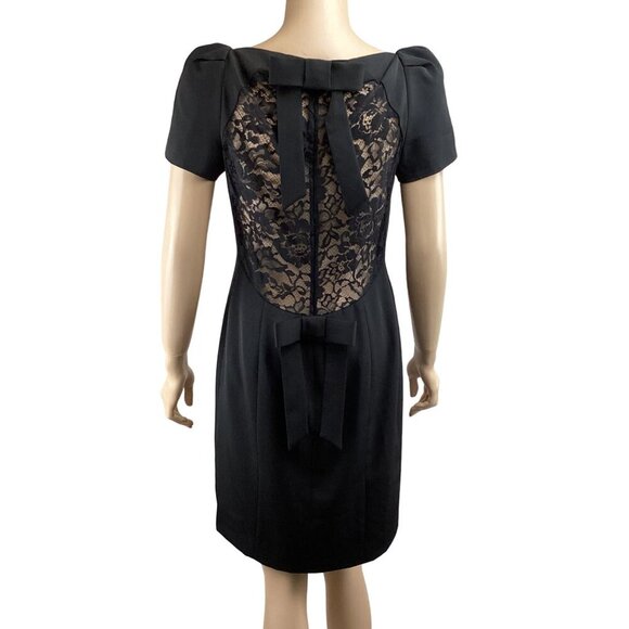 Robert Rodriguez Black‎ Dress Size 6 With Lace Back & Bow Details Short Sleeves - Picture 6 of 10